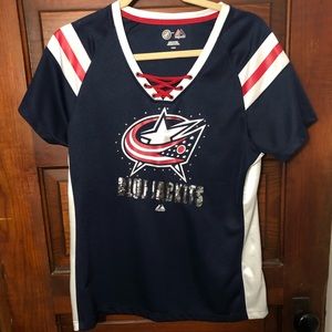 Columbus blue jackets lace up shirt